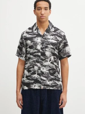 A Bathing Ape koszula Palm Tree Camo Open Collar męska kolor czarny regular z kołnierzykiem klasycznym 1L30132306