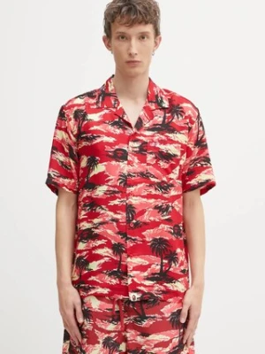 A Bathing Ape koszula Palm Tree Camo Open Collar męska kolor czerwony regular z kołnierzykiem klasycznym 1L30132306