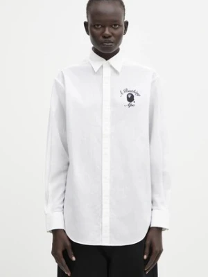 A Bathing Ape koszula z domieszką lnu College damska kolor biały regular z kołnierzykiem klasycznym 001SHL302002L