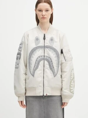 A Bathing Ape kurtka bomber Shark nylon twill kolor szary zimowa 1K80241005
