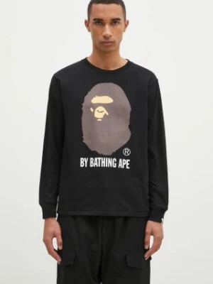 A Bathing Ape longsleeve bawełniany By Bathing Ape Longsleeve kolor czarny z nadrukiem 1K80111015