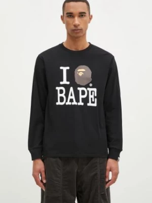 A Bathing Ape longsleeve bawełniany I Love Bape Longsleeve kolor czarny z nadrukiem 1K80111022