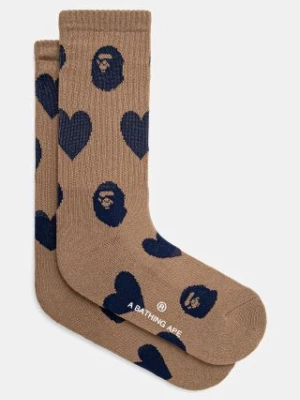 A Bathing Ape skarpetki I Love Bape Monogram damskie kolor brązowy 1K80284001