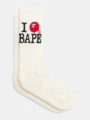 A Bathing Ape skarpetki Ilove bape męskie kolor beżowy 1K80184004