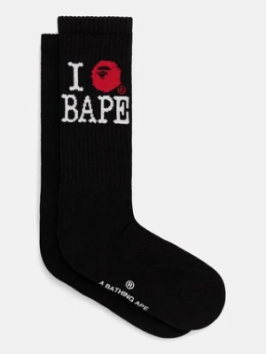 A Bathing Ape skarpetki Ilove bape męskie kolor czarny 1K80184004