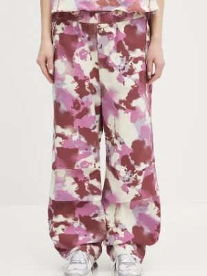 A Bathing Ape spodnie bawełniane Map Camo Army damskie kolor różowy szerokie high waist 1L30252001
