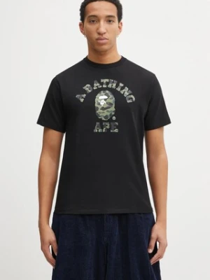 A Bathing Ape t-shirt bawełniany 1st Camo College męski kolor czarny z nadrukiem 1L30110012