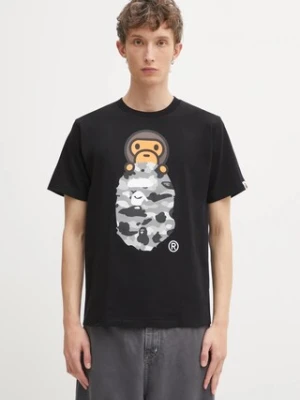 A Bathing Ape t-shirt bawełniany 1st Camo Milo On APE męski kolor czarny z nadrukiem 2L30110005