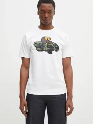 A Bathing Ape t-shirt bawełniany 1St Camo Milo On Bape męski kolor biały z nadrukiem 2K80110005