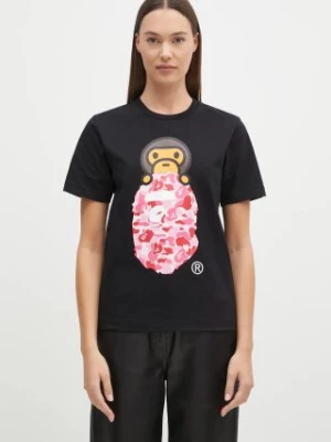 A Bathing Ape t-shirt bawełniany ABC CAMO MILO ON APE HEAD TEE damski kolor czarny 2K80210102