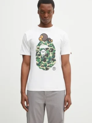 Zdjęcie produktu A Bathing Ape t-shirt bawełniany Abc Camo Milo On Big Ape męski kolor biały z nadrukiem 2L30110002