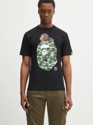 A Bathing Ape t-shirt bawełniany Abc Camo Milo On Big Ape męski kolor czarny z nadrukiem 2L30110002
