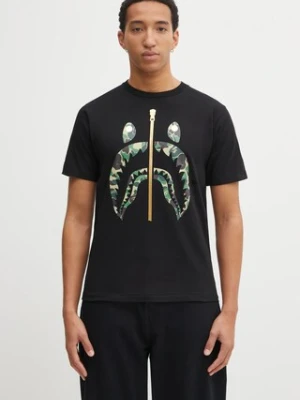 A Bathing Ape t-shirt bawełniany ABC Camo Shark męski kolor czarny z nadrukiem 1L30110008
