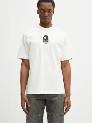 A Bathing Ape t-shirt bawełniany Ape Head męski kolor beżowy z nadrukiem 1L30110305