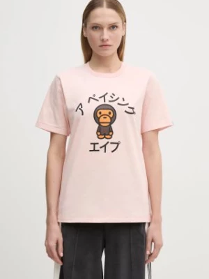 A Bathing Ape t-shirt bawełniany Baby Milo Katakana College damski kolor beżowy 2K80210109