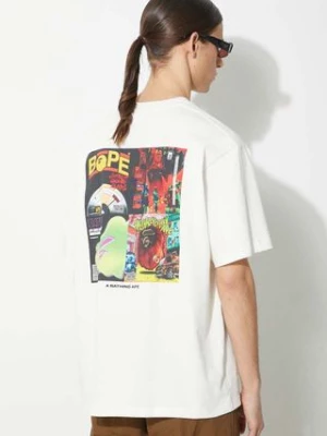 A Bathing Ape t-shirt bawełniany Bape Album Monogram Tee męski kolor beżowy z nadrukiem 1J80109051