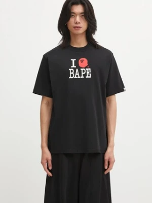 A Bathing Ape t-shirt bawełniany BAPE Logo Inside Out męski kolor czarny z nadrukiem 1L30109352