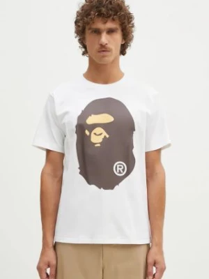 A Bathing Ape t-shirt bawełniany BIG APE HEAD TEE męski kolor biały z nadrukiem 1K80110002