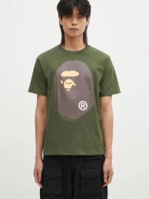 A Bathing Ape t-shirt bawełniany BIG APE HEAD TEE męski kolor zielony z nadrukiem 1K80110002