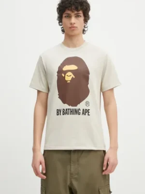 A Bathing Ape t-shirt bawełniany By Bathing Ape męski kolor beżowy z nadrukiem 1L30110002