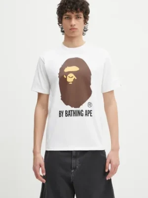 A Bathing Ape t-shirt bawełniany By Bathing Ape męski kolor biały z nadrukiem 1L30110002