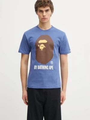 A Bathing Ape t-shirt bawełniany By Bathing Ape męski kolor granatowy z nadrukiem 1L30110002