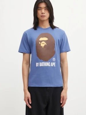 A Bathing Ape t-shirt bawełniany By Bathing Ape męski kolor granatowy z nadrukiem 1L30110002