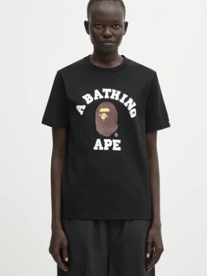 A Bathing Ape t-shirt bawełniany College damski kolor czarny 001TEL302001L