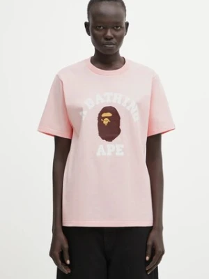 A Bathing Ape t-shirt bawełniany College damski kolor różowy 001TEL302001L