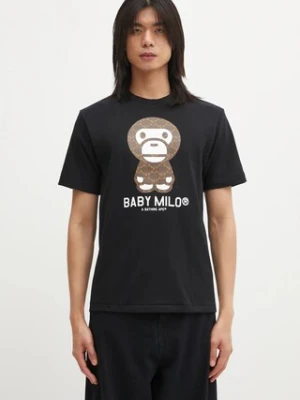 A Bathing Ape t-shirt bawełniany College Monogram Baby Milo męski kolor czarny wzorzysty 002TEL301008M