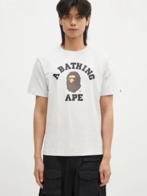 A Bathing Ape t-shirt bawełniany COLLEGE TEE męski kolor szary z nadrukiem 1K80110001