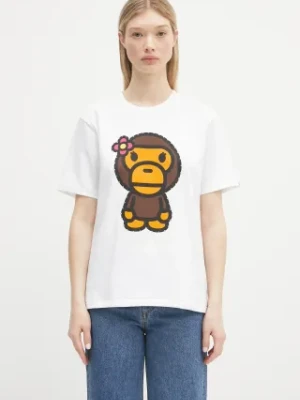 A Bathing Ape t-shirt bawełniany Crystal Stone Big Baby Lisa damski kolor biały 2L30210025