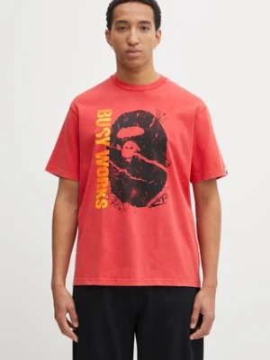 A Bathing Ape t-shirt bawełniany Garment Dye męski kolor czerwony wzorzysty 1L30109350