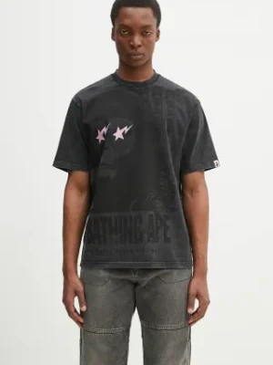 Zdjęcie produktu A Bathing Ape t-shirt bawełniany Garment Dye Multi Logo męski kolor czarny wzorzysty 1L30109346