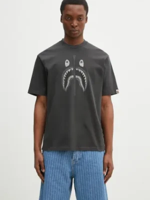 A Bathing Ape t-shirt bawełniany Garment Dye Shark Relaxed Fit męski kolor czarny z nadrukiem 1K80109316