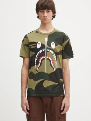 A Bathing Ape t-shirt bawełniany Giant 1St Camo Shark męski kolor zielony wzorzysty 1L30109011