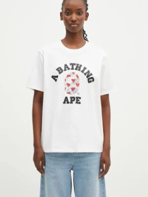 A Bathing Ape t-shirt bawełniany I Love Bape College damski kolor biały 1K80210109