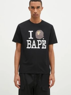 A Bathing Ape t-shirt bawełniany I Love Bape męski kolor czarny z nadrukiem 1K80110043