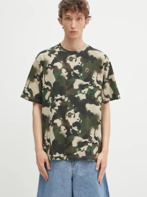 A Bathing Ape t-shirt bawełniany Map camo APE head one point męski kolor zielony wzorzysty 1L30109001