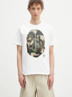 A Bathing Ape t-shirt bawełniany Map camo APE head shark męski kolor biały z nadrukiem 1L30110023