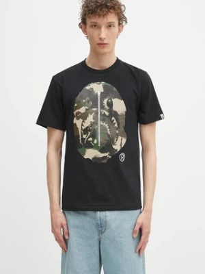 A Bathing Ape t-shirt bawełniany Map camo APE head shark męski kolor czarny z nadrukiem 1L30110023