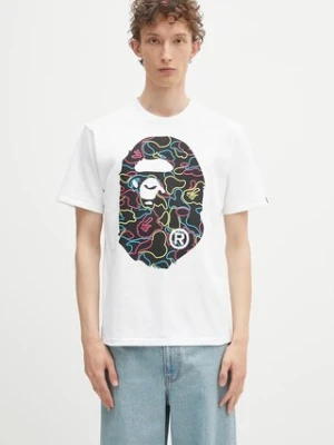 A Bathing Ape t-shirt bawełniany Neon camo big APE head męski kolor biały z nadrukiem 1L30110039