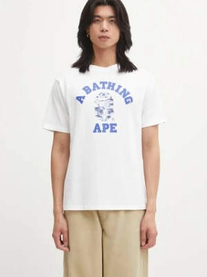 A Bathing Ape t-shirt bawełniany Palm Tree Camo College męski kolor biały z nadrukiem 1L30110025