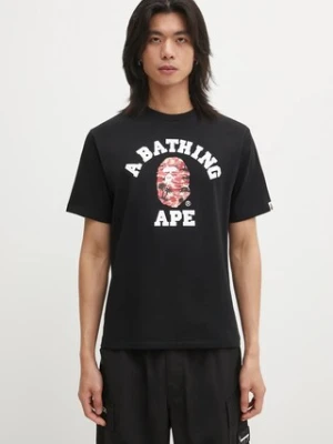 A Bathing Ape t-shirt bawełniany Palm Tree Camo College męski kolor czarny z nadrukiem 1L30110025