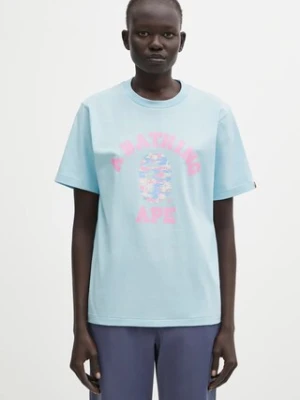 A Bathing Ape t-shirt bawełniany Palm Tree Camo damski kolor niebieski 001TEL302025L