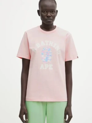 A Bathing Ape t-shirt bawełniany Palm Tree Camo damski kolor różowy 001TEL302025L