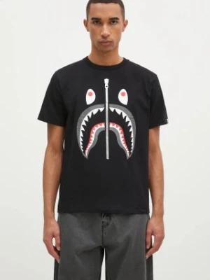 A Bathing Ape t-shirt bawełniany Shark męski kolor czarny z nadrukiem 1K80110003