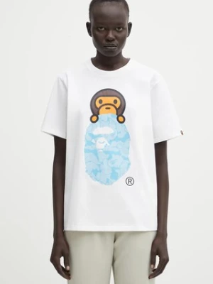 A Bathing Ape t-shirt bawełniany Solid Camo Milo On Ape Head damski kolor biały 002TEL302021L