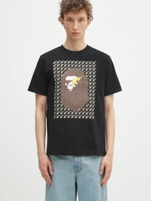 A Bathing Ape t-shirt bawełniany STA houndstooth APE head męski kolor czarny z nadrukiem 1K80110035
