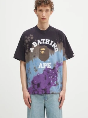 A Bathing Ape t-shirt bawełniany Tie dye college męski kolor fioletowy wzorzysty 1K80109003